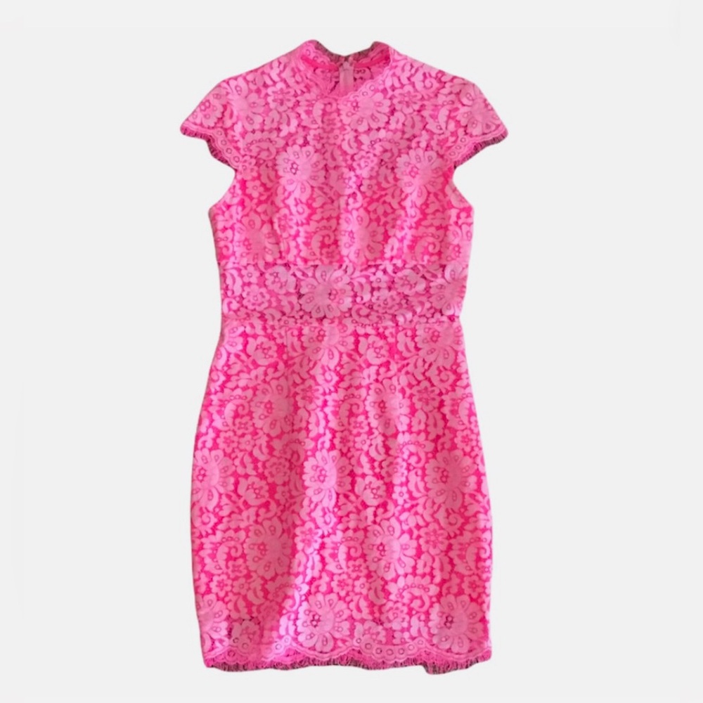 Dolce Vita Behula Neon Pink Lace Mini Dress